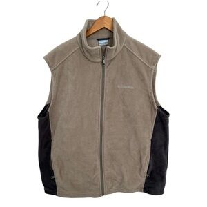 Columbia Men's Tan and Gray Sleeveless Fleece Vest size XL